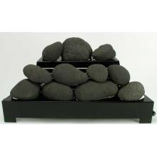 Rasmussen 24 Inch Black ALTERNA See-Thru Vent Free Natural Gas FireStones With Black Chassis And Variable Flame Remote