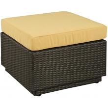 Home Styles Riviera Resin Wicker Outdoor Patio Ottoman With Cushion - Harvest Fabric