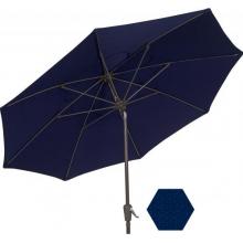 FiberBuilt Outdoor Umbrellas 7.5 Ft Hexagon Navy Blue Olefin Umbrella With White Aluminum Frame & Push Button Tilt