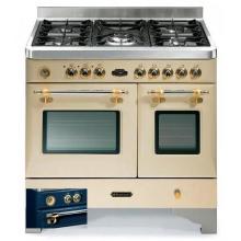 Fratelli Onofri Royal Chiantishire Dual Fuel Range Double Oven, 120V - Blue/Brass