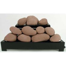 Rasmussen 24 Inch Adobe Red ALTERNA See-Thru Vent Free Natural Gas FireStones With Black Chassis And Manual Safety Pilot