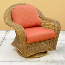 North Cape Port Royal Resin Wicker Swivel Glider Club Chair - Walnut
