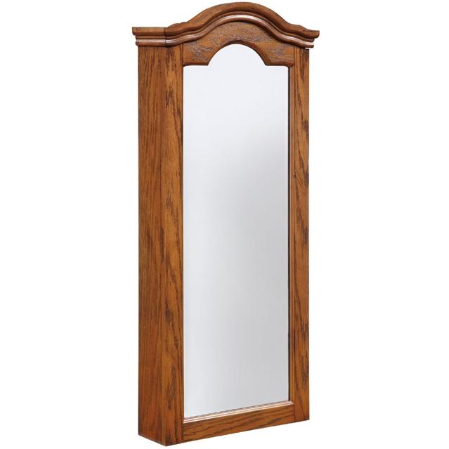 Powell Furniture - Antique Oak Wall Jewelry Storage Mirror - 647-233