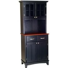 Home Styles Small Buffet Server & Hutch With Wood Top - Medium Cherry/Black - 5001-0042-42