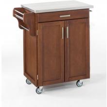 Home Styles Small Kitchen Cart With Stainless Steel Top - Medium Cherry - 9001-0072