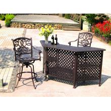 Darlee Santa Monica Cast Aluminum Outdoor Patio Party Bar Set With Cushions - 82 Inch - Antique Bronze