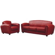 Sinclair Leather 3-pcs Sofa Set In Exotic Red