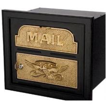 Classic Series Locking Column Mailbox Faceplate - Black W/ Polished Brass