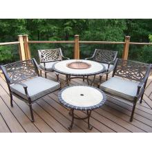 Oakland Living Stone Art 6 Piece Tacoma Deep Seating Conversation Set With Copper Fire Pit - 42 Inch