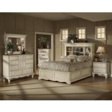 Hillsdale Wilshire Antique White 4 Piece Bookcase Platform Storage Bedroom Set - Queen - 1172574STGBSET4