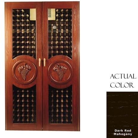 Vinotemp VINO-700CONCORD-DRM 440 Bottle Concord Wine Cellar With Grape Motif - Glass Doors / Dark Red Mahogany Cabinet