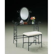 Powell Furniture - Garden District Matte Black Vanity, Mirror & Bench - 935-290