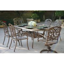 Darlee Florence Cast Aluminum Patio Dining Set With Swivel Rocker Chairs - 42 X 72 Inch Rectangular