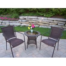 Oakland Living Tuscany Resin Wicker 3 Piece Set W/ Straight Back Chairs