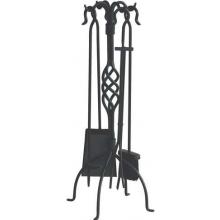 UniFlame 5 Piece Black Wrought Iron Fireset With Celtic Design