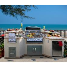 Cal Flame 3 Piece BBQ Island With 32 Inch Cal Flame Propane Gas BBQ Grill