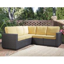 Home Styles Riviera Resin Wicker 5 Seater Outdoor Patio Sectional Sofa Set With Cushions - Harvest Fabric