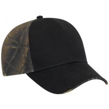 Otto Cap Camo Brushed Cotton Twill Sandwich Visor Low Profile Pro-Style Cap - Blk/D.Grn/Blk/D.Kha