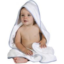 Terry Town Hooded Baby Towel - White/Blue Trim