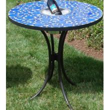 Alfresco Home Blue Martini Bubble 27.5 Inch Round Beverage Bistro Table (Top & Base) With Ice Bucket