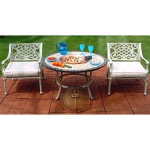 Oakland Living Stone Art Tacoma Bistro Lounge Set W/ Copper Fire Pit - Beach Sand