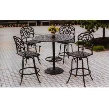Darlee Catalina Pedestal Cast Aluminum Patio Bar Set With Cushions - 42 Inch Round