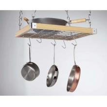 Natural Wood Square Ceiling Kitchen Rack