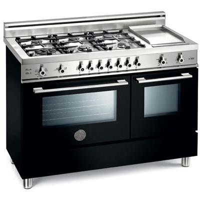 Bertazzoni Ranges 48 Inch Natural Gas 2.9 Cu. Ft. Convection Oven 1.8 Cu. Ft. Aux Oven Dual Fuel Black Range X486GPIRNE - Professional Series