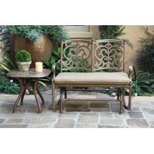 Darlee Santa Barbara Cast Aluminum Outdoor Patio Glider Bench With End Table - 21 Inch Square - Mocha