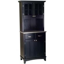 Home Styles Small Buffet Server & Hutch With Stainless Steel Top - Black - 5001-0043-42