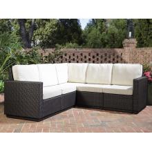 Home Styles Riviera Resin Wicker 5 Seater Outdoor Patio Sectional Sofa Set With Cushions - Stone Fabric