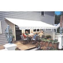 Sunsetter Pro Motorized Awning (10 Ft / Solid Cream) With Traditional Laminated Fabric With Right Mounted Motor And Wall Bracket