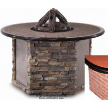 Peterson Outdoor Campfyre 52 Inch Propane Gas Electronic On/Off Remote Russet Granite Fire Pit Table With Brick Base And Bronze Fire Pit Glass