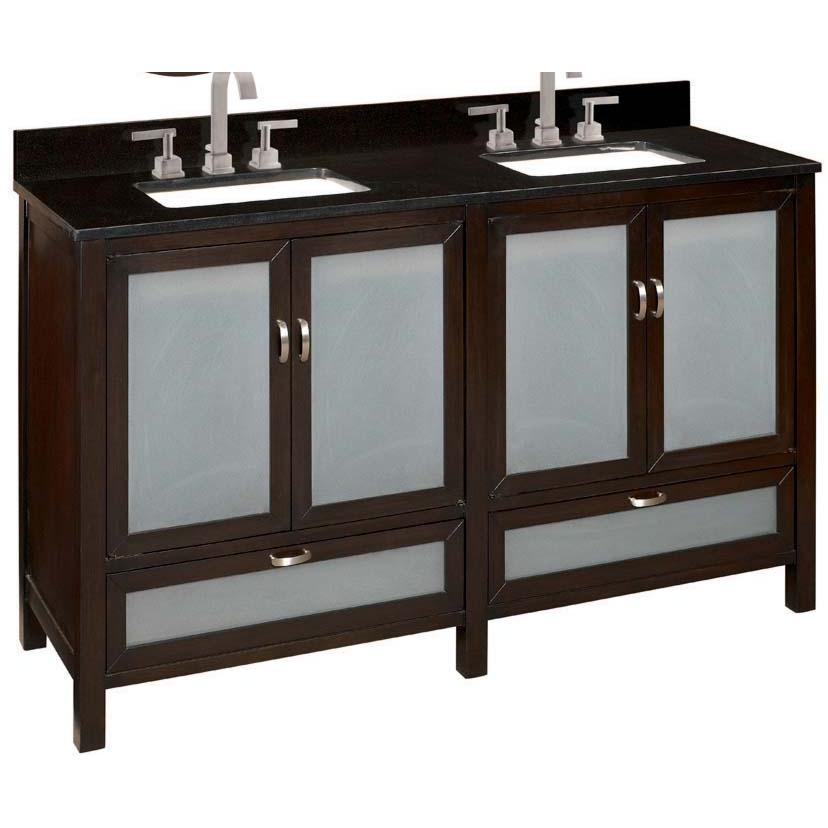 The Schon Double Basin Bathroom Vanity Espresso W/Black Granite Top (Faucet And Mirrors Not Included) - SC80024R