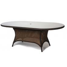 Lloyd Flanders Grand Traverse Woven Vinyl 84 Inch Oval Outdoor Patio Dining Table With Glass Top - Caramel Finish