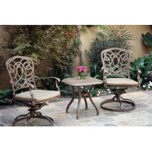 Darlee Florence Cast Aluminum Outdoor Patio Swivel Rocker Chairs With End Table - 21 Inch Square - Mocha
