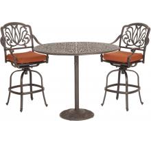 Caluco Florence Aluminum 48 Inch Bar Set With Two Barstools