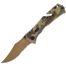 Trident, Desert Camo Zytel Handle, Tan Blade, ComboEdge
