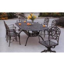Darlee Catalina Cast Aluminum Patio Table Set With Cushions - 84 Inch Oval