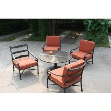 Darlee Laguna Pedestal Cast Aluminum Patio Tea Table Set With Cushions - 30 Inch Round