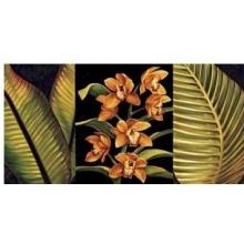 Orange Orchids And Palm Leaves Poster Print