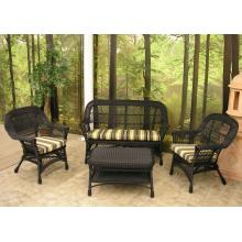 North Cape Manchester Resin Wicker Patio Lounge Set With Coffee Table - Black