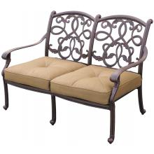 Darlee Santa Monica Cast Aluminum Outdoor Patio Loveseat With Cushions - Antique Bronze