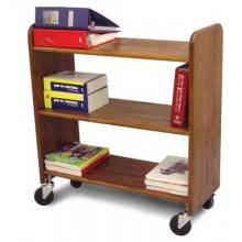 Library Book Truck Walnut Stain Birch - Flat Shelves