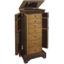 Powell Masterpiece Antique Parchment Hand Painted Jewelry Armoire Interior Side View