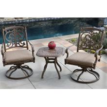 Darlee Santa Barbara Cast Aluminum Swivel Rocker Chairs With End Table - 21 Inch Square