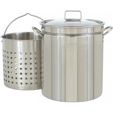 Bayou Classic Pots With Steam/Boil Basket 62 Quart Stainless Steel Stock Pot