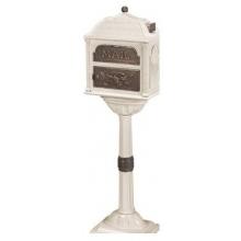Classic Series Locking Mailbox W/ Pedestal - Almond W/ Antique Bronze