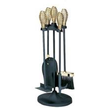 UniFlame 5 Piece Polished Brass/Black Stoveset (21in. High)