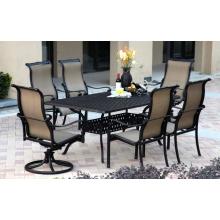 Darlee Monterey Cast Aluminum Sling Outdoor Patio Dining Set - 42 X 72 Inch Rectangular - Antique Bronze